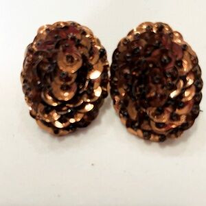 Vintage Copper Sequin Earrings